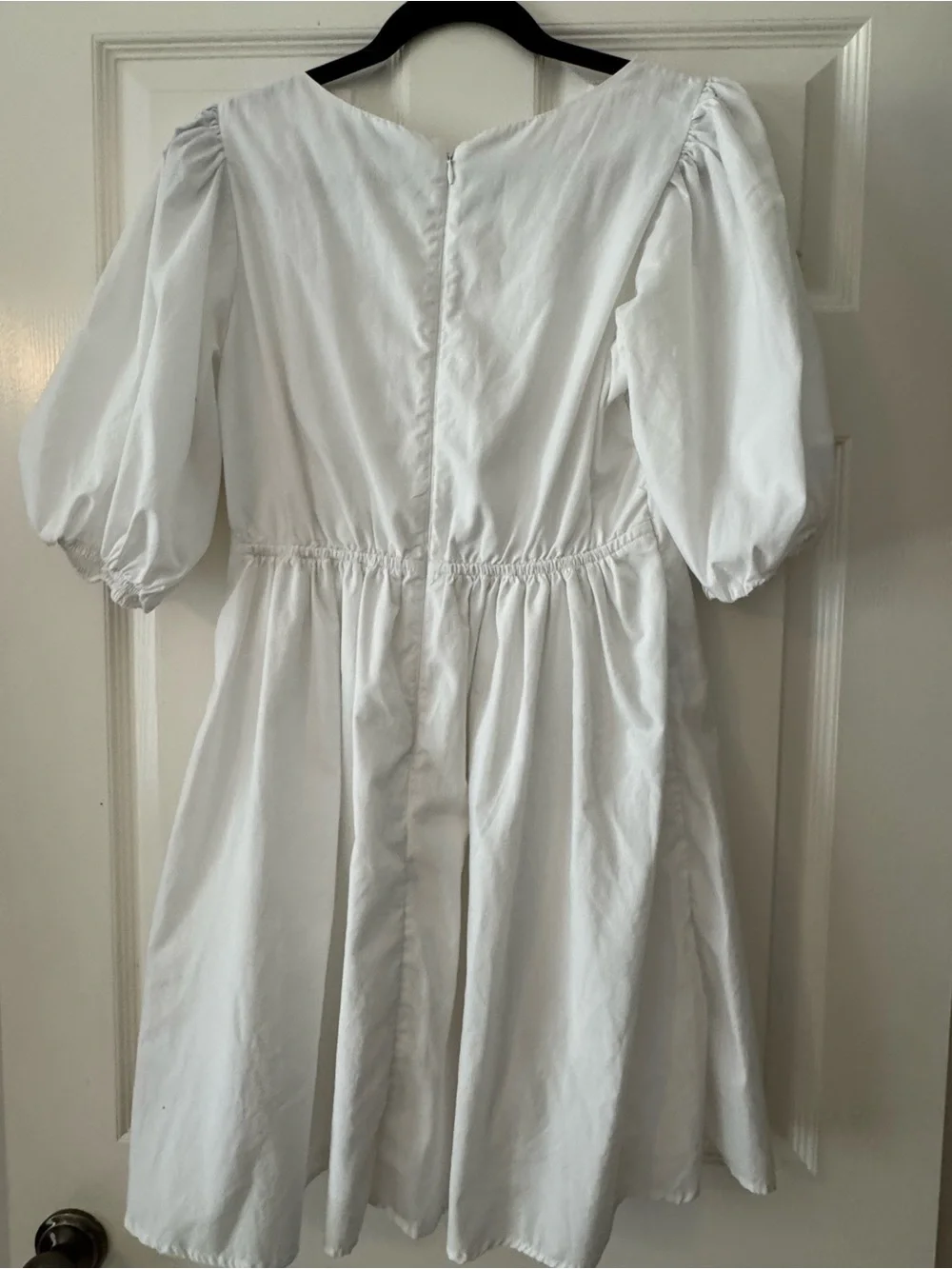 Abercrombie & Fitch White Puff Sleeve V‑Neck Mini Dress
